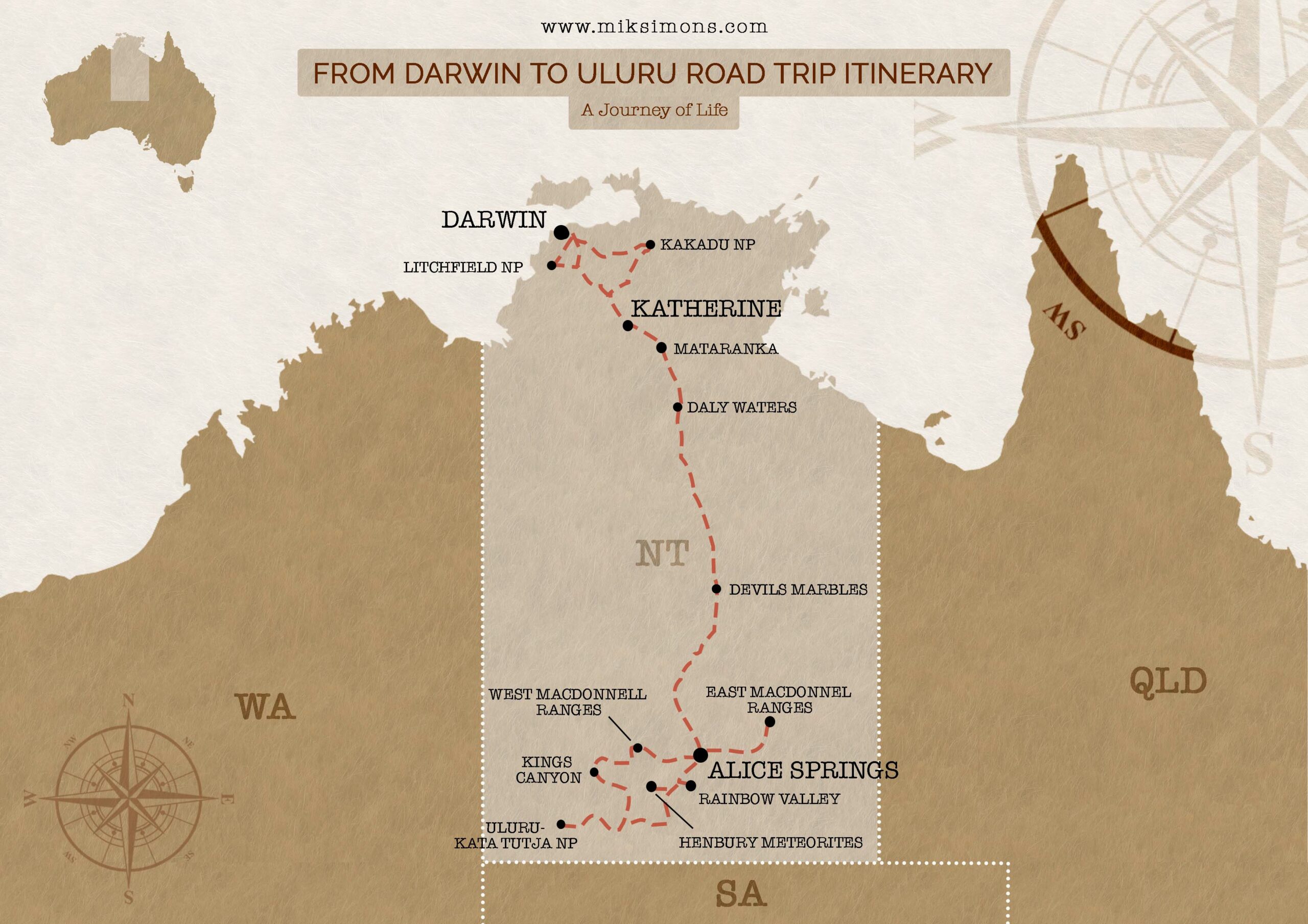 \Map of the Northern Territory - from Darwin to Uluru