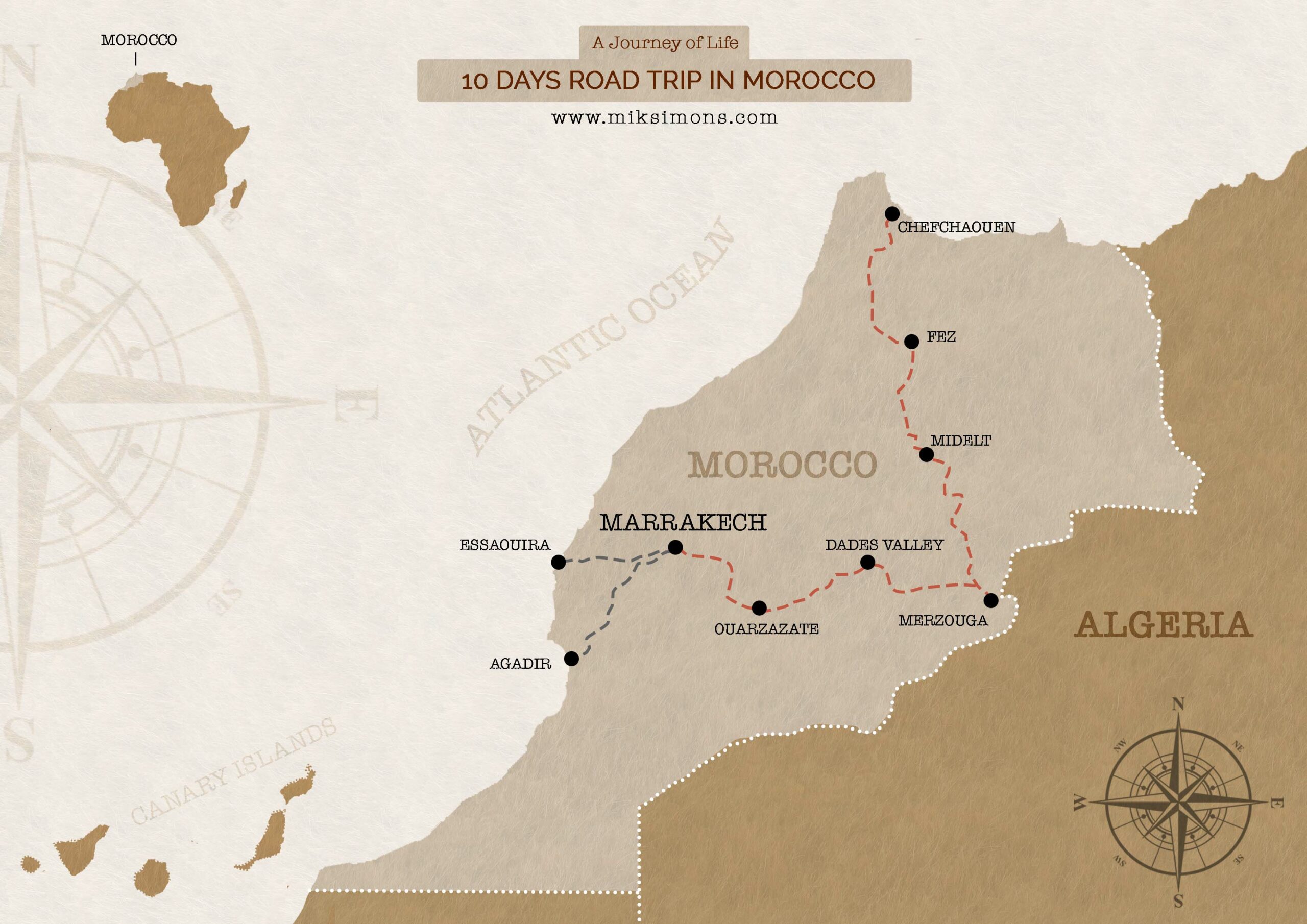 map of Morocco - 10 day Itinerary 2022 - Adventure Map