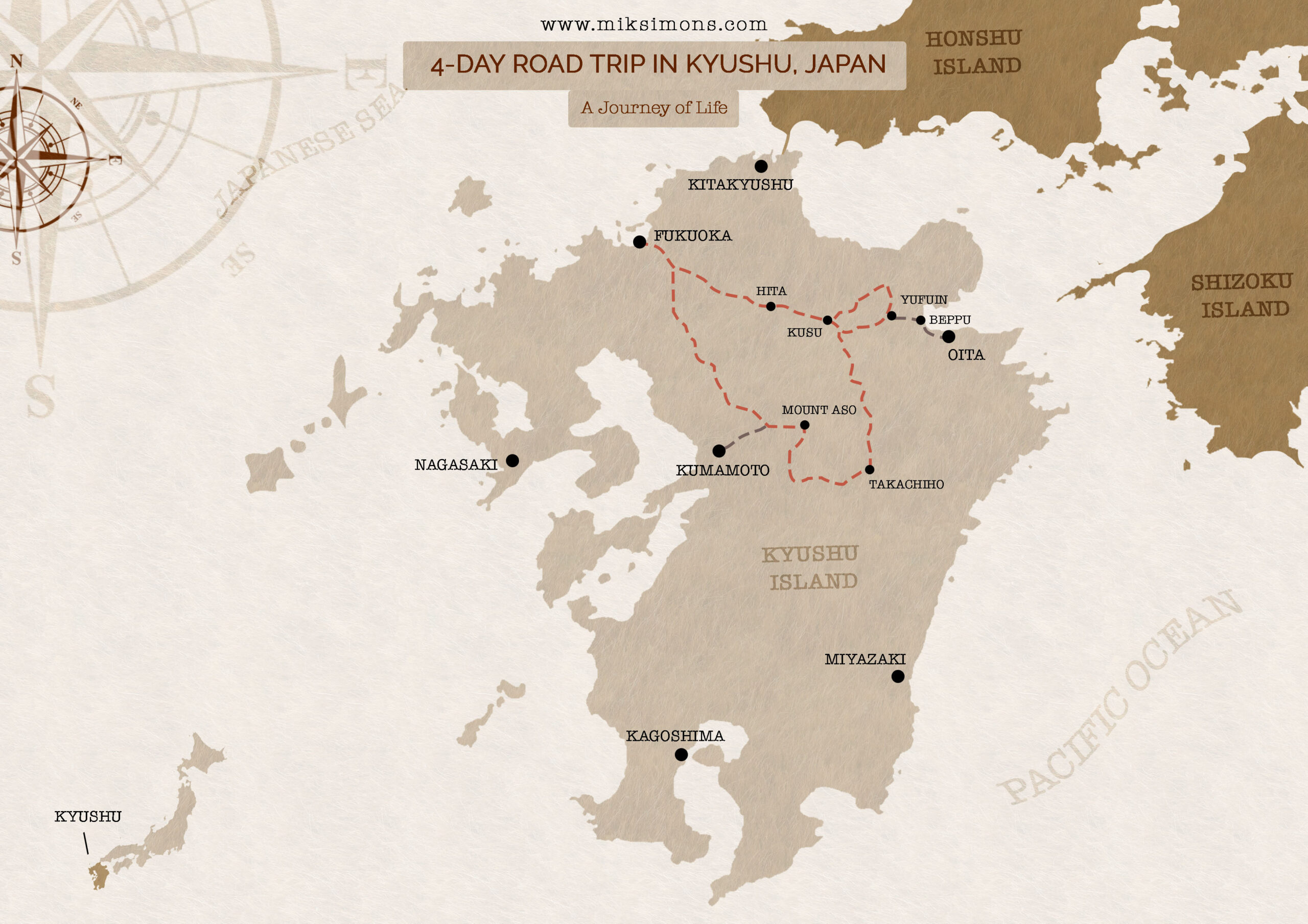 Road trip in Kyushu, Japan 2022 - Adventure Map of Japan